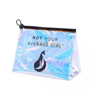 China Logo Print Custom Holographic PVC Makeup Zipper Bag wholesale