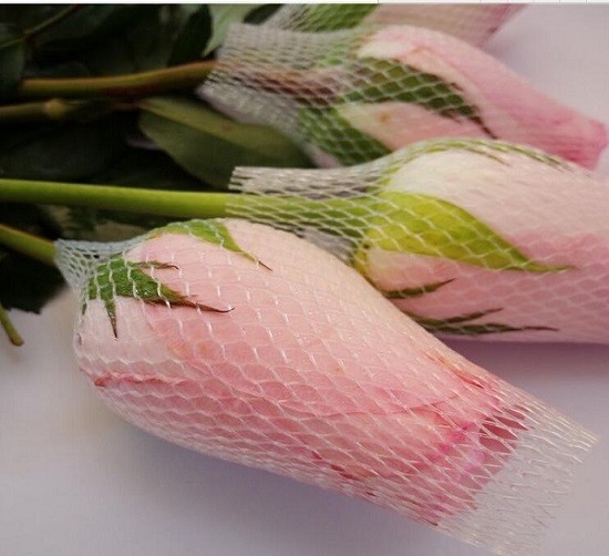 Mesh Packaging Sleeves White PE Extruded Rose Protection Bud Net