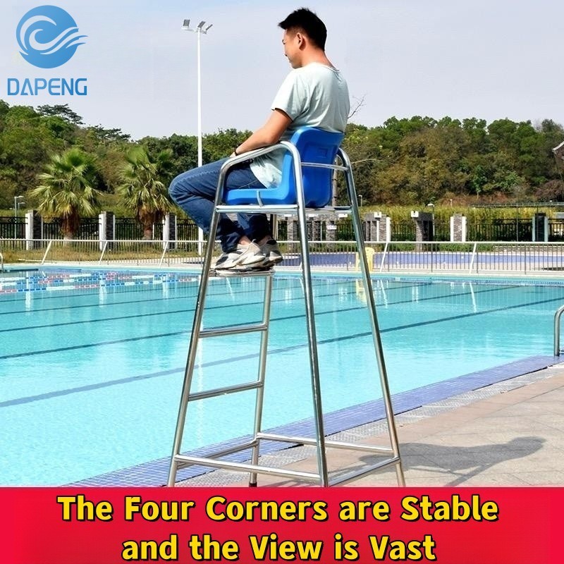 Rts Water Park 304 Stainless Steel Lifeguard Chair Sliver+Blue Other Water Play Equipment
