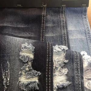 China Vintage Hole Ripped Washed Cotton Polyester Spandex Denim Fabric wholesale