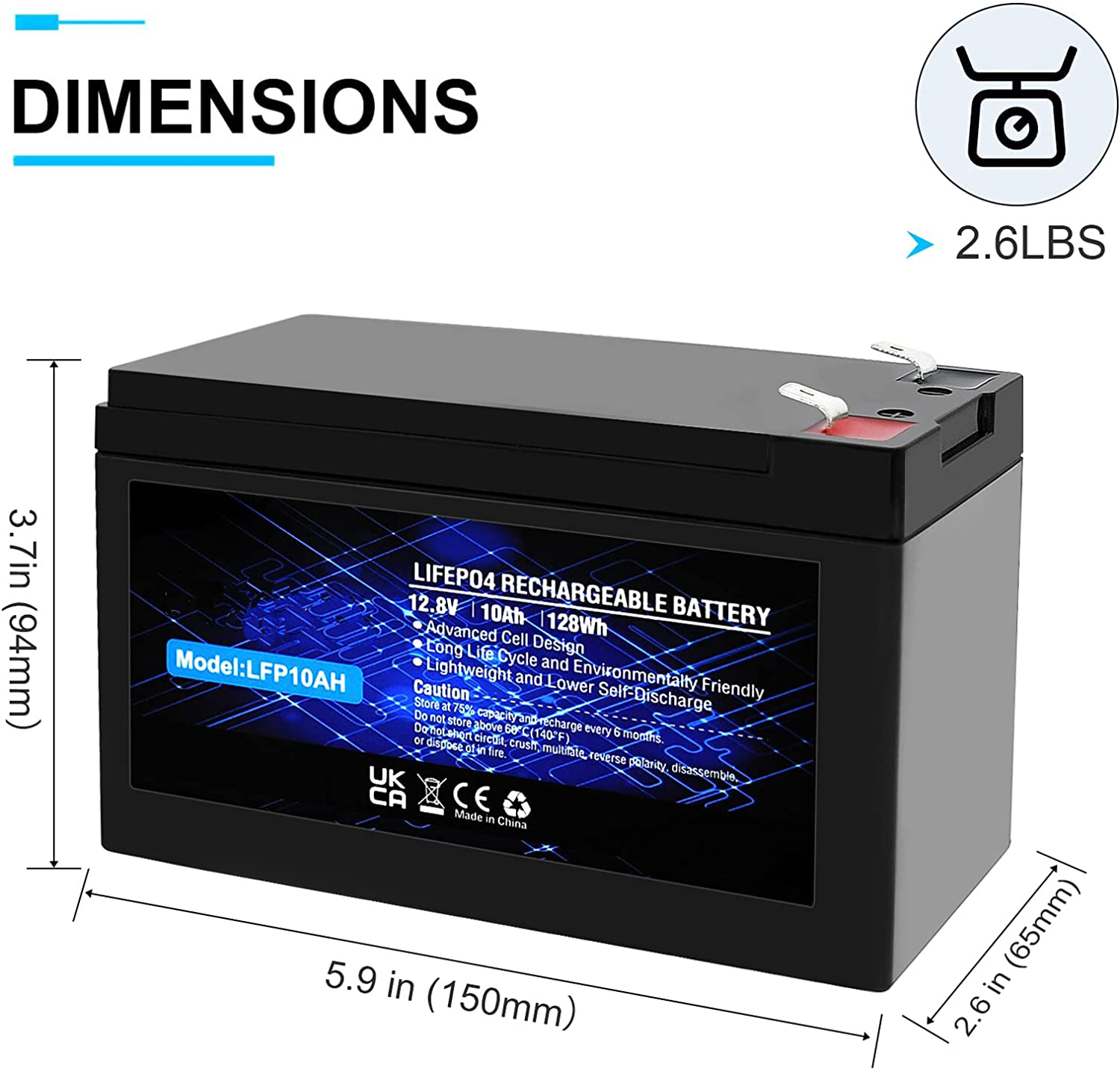 LFP Lithium Phosphate Rechargeable Battery IP67 12.8V 100Ah LiFePO4 Battery