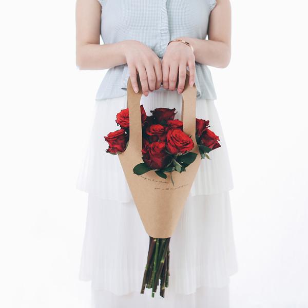 Portable Flower Carry Bag with Eco-Friendly Paperboard Carrier and Kraft Paper Handle