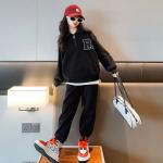Thickened Warm Black Half Zipper Sweatshirt Stylish Two Piece Set