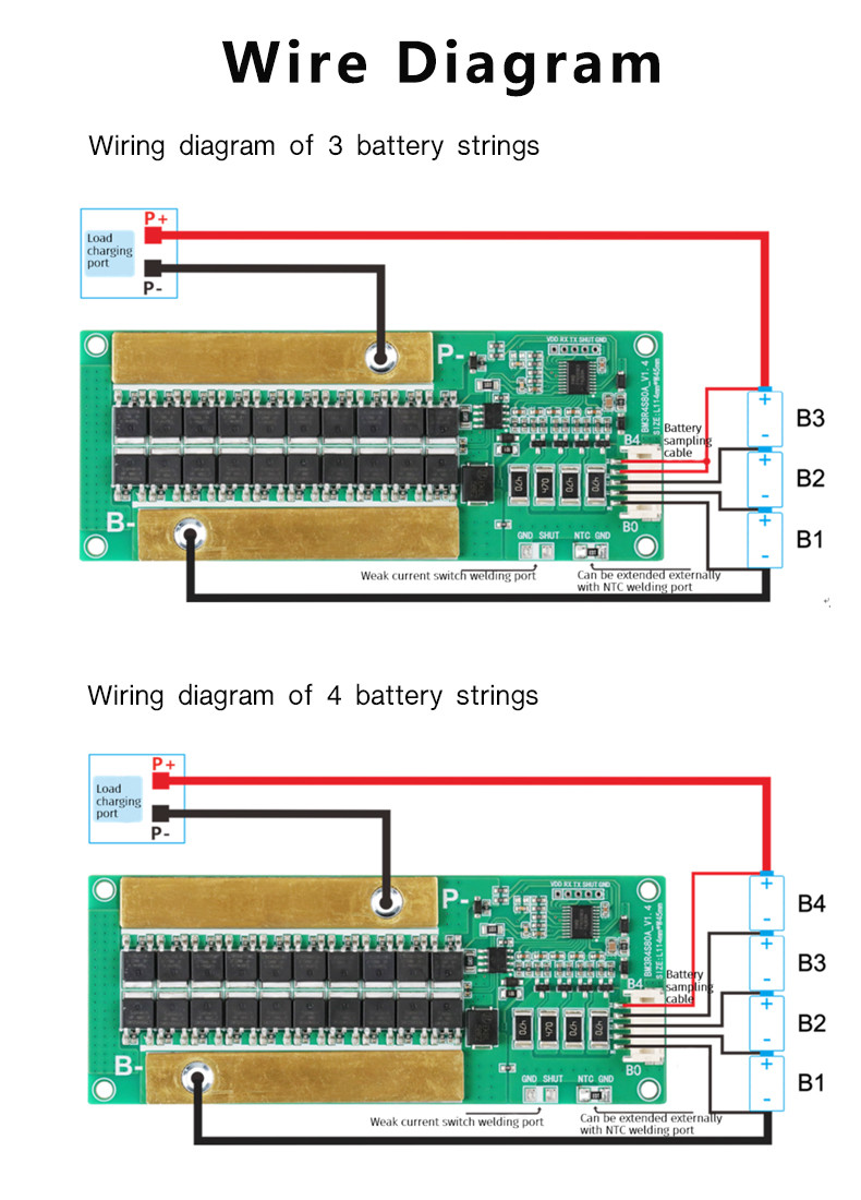 Enerkey Standard NMC/LFP/LTO/SIB BMS 3S 4S 10A-80A Peak 150A With NTC And Balancing Cell Hardware BMS