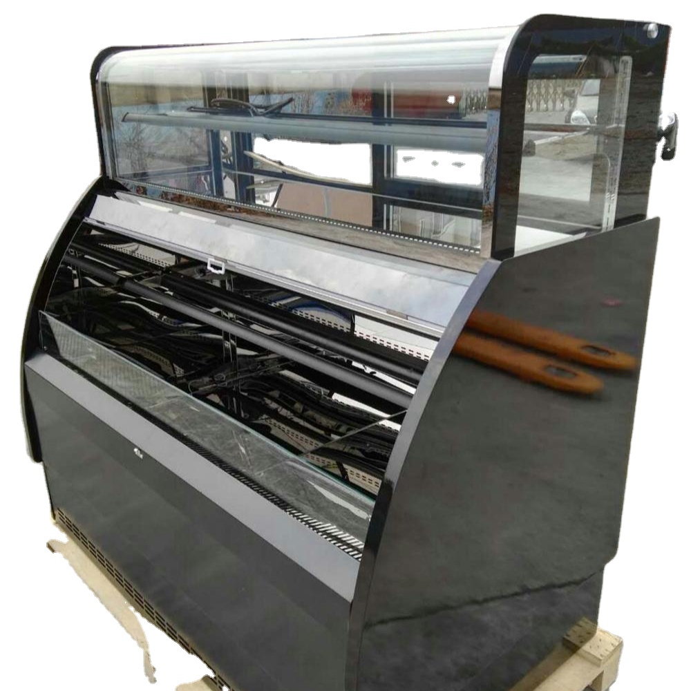 28 CU.FT Curved Glass Fridge Open Air Cooler Curtain 110V 60HZ