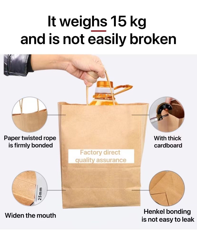 White Brown 250gsm Kraft Printed Paper Shopping Bags With Handles