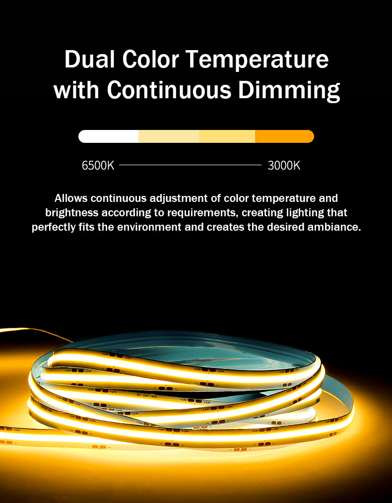 Electroplate COB 24v COB 320Ds 8mm Ra 85 Golden Yellow Light Strip for Home Lighting