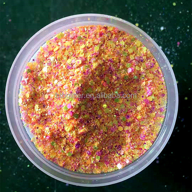 Chunky Mixed Glitter Hexagon Mixed Chunky Glitter Mixes Eco-friendly Resistant Solvent Polyester Pearl Iridescent