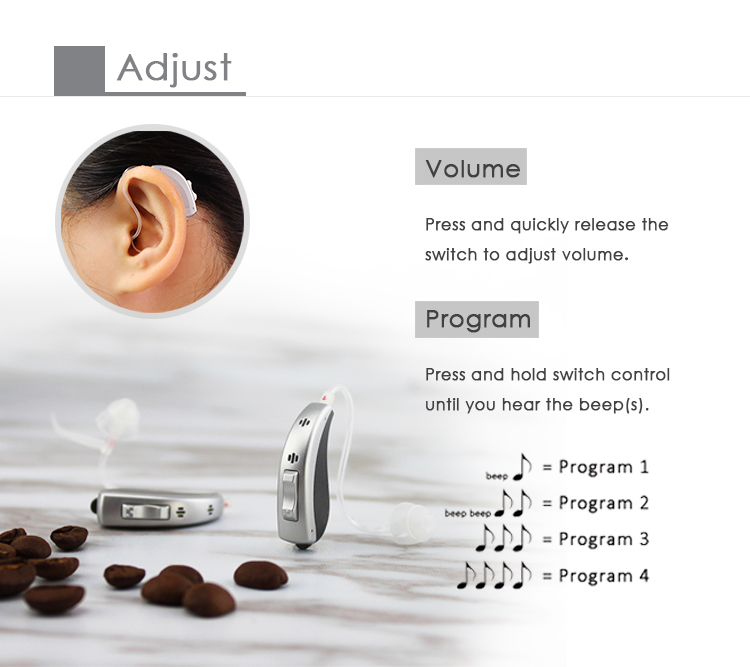 Deaf Open Fit BTE Hearing Aid Beige Hearing Amplifier With Noise Reduction