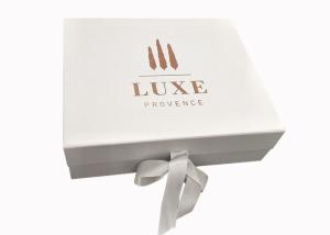 China Ribbon Logo Customized White Folding Paper Gift Box For Clothes Packing wholesale
