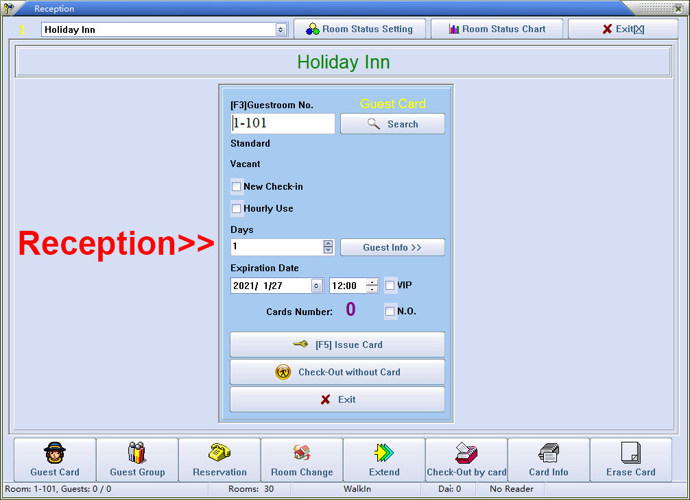 AA Alkaline Key Card Door Locks Handle DSR 217 Free Management Software
