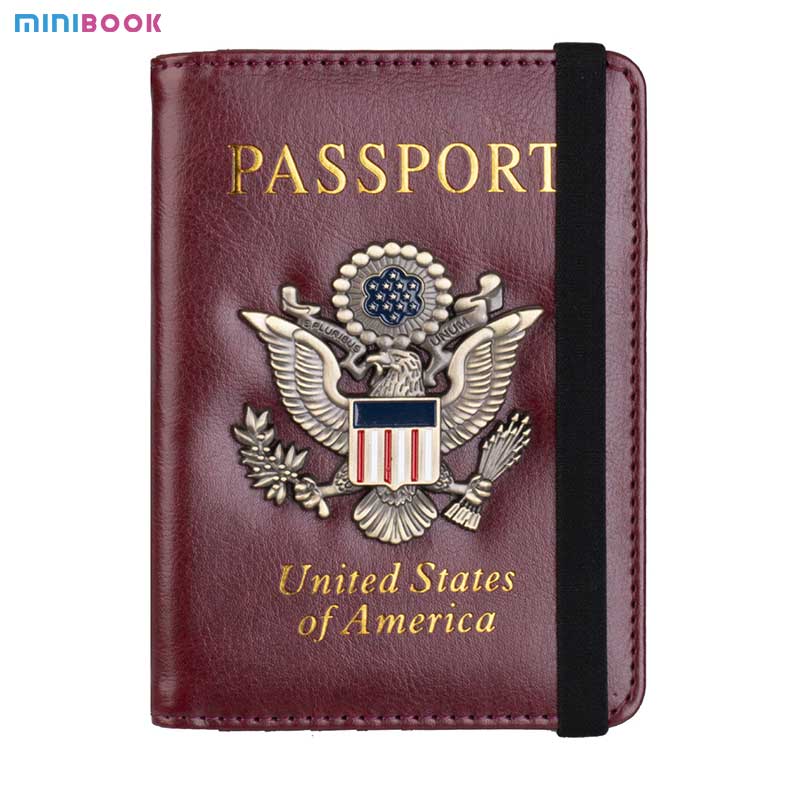 2023 USA Eco Rfid Passport Case Cover Holder Document Organizer Wallet for Vintage PU