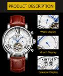 KINYUED Skeleton Leather Band Mechanical Men Watch tourbillon watch automatic