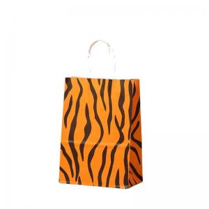 China Custom Color Leopard Print Kraft Paper Striped Cartoon Party Reception Paper Gift Bag on sale