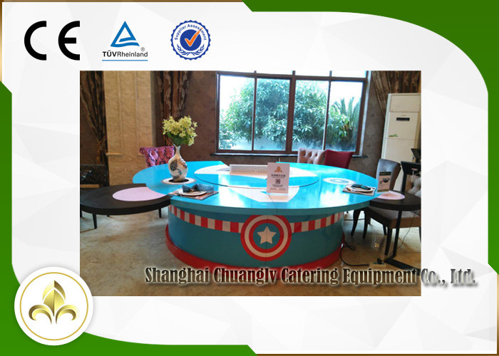 Painted Wood Table Circle Japanese Dining Grill , Outdoor / Indoor Teppanyaki Grill
