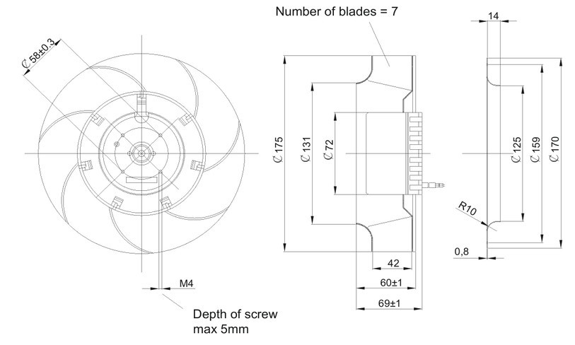 34W Industrial Centrifugal Fan Blower -DC Brushless External Rotor Motor