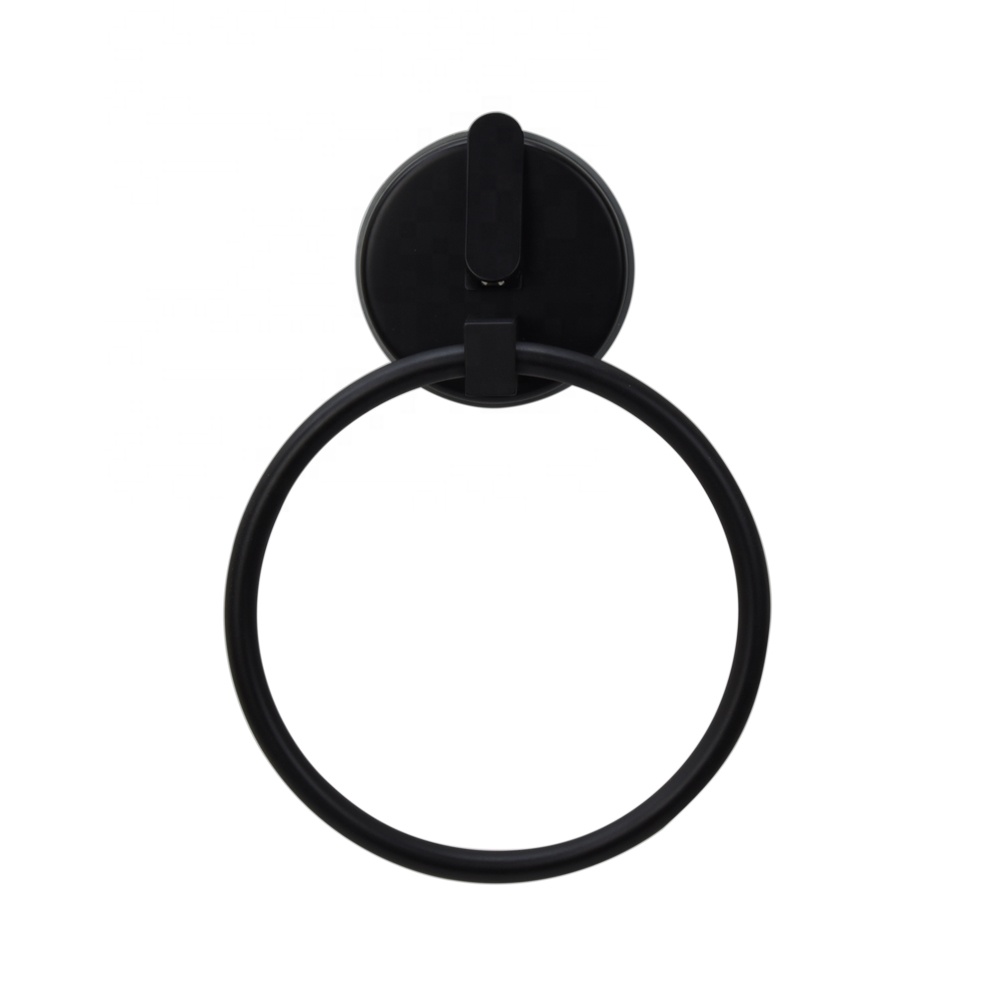 Black Vintage Wall Mounted Towel Ring Holder Round Hang Decor Hardware