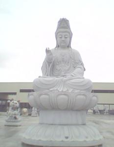 China Chinese Guanshi Yin Buddha White Carved Sitting Buddha Statue wholesale