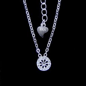 China Round Wheel Cubic Zirconia Diamond Pendant Necklace With Plated Rhodium wholesale