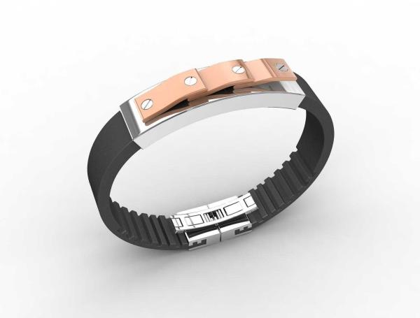 Top Quality Europe Fashion Stainless Steel Genuine Leather Silicone Bangle
