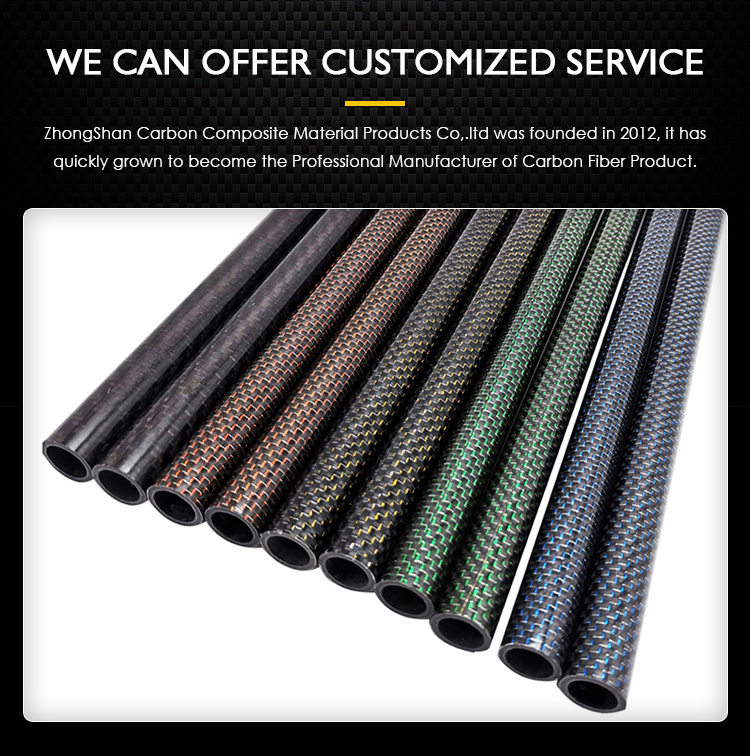High Strength Black Color Camouflage Carbon Fiber Tube With 0.001% N Content