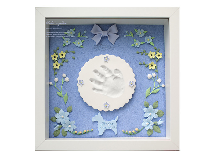 Handmade Newborn Childrens Memory Box , Custom Hand And Footprint Photo Frame
