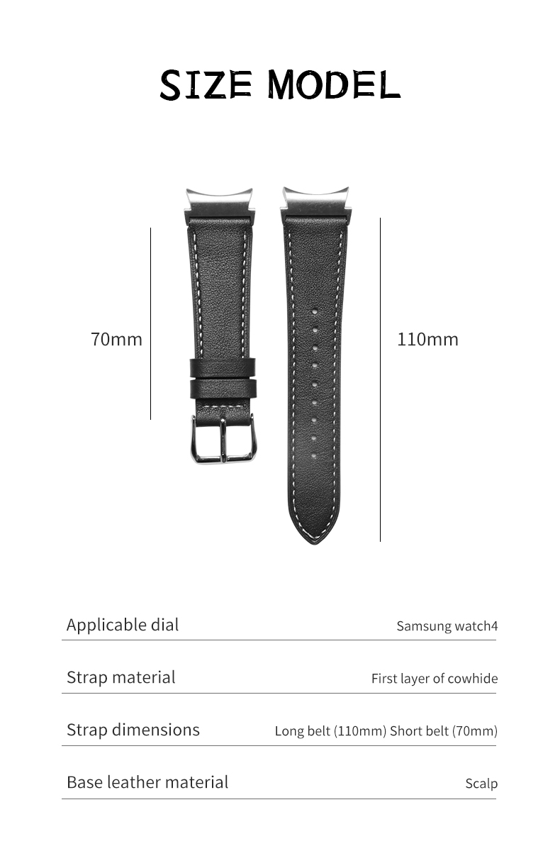 20mm Leather Watch Band for Samsung Galaxy Watch 4 Quick Release Genuine Leather Strap