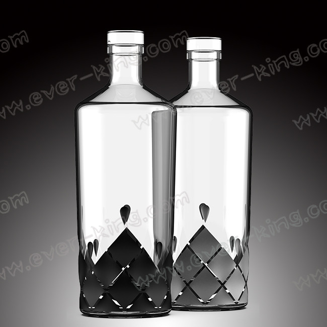 Empty Square Glass Fancy Rum Bottles 1000ml For Liquor