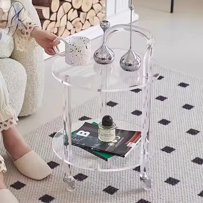 Clear Assembled Acrylic Rolling Cart With Wheels For Dinning Room Bedroom storage