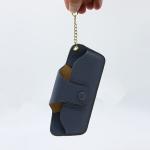 Travelling Textured Metal Chain Buckle PU Leather Sunglasses Case Multicolor