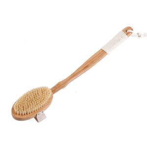 China Natural Sisal Bamboo Bath Shower Brush With Wood Long Handle wholesale