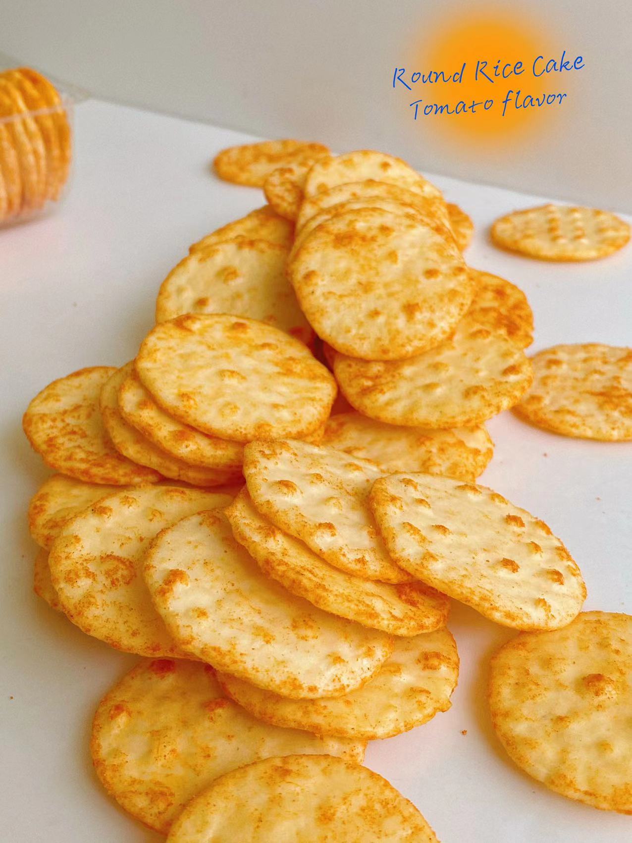 Diameter 4.5cm Rice Cracker Snacks Tomato Flavor Japanese Rice Biscuits