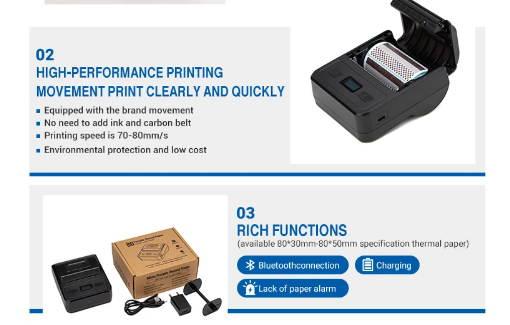 Type-C Interface Handheld Thermal Printer for POS Machine in Logistics or Restaurant