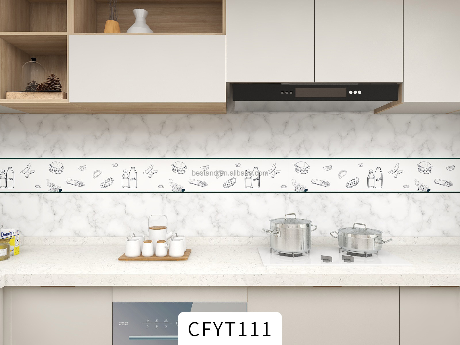 Removable Self-adhesive Foil Sticker Kitchen Backsplash Wallpaper Roll Waterproof Wall Paper for Decorative Tile