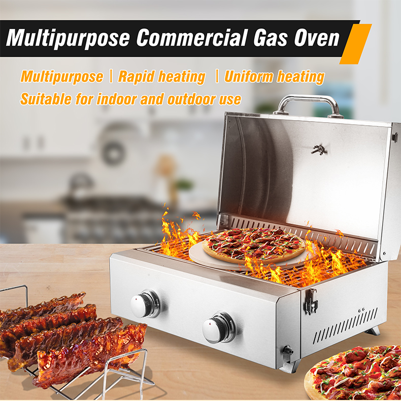 550*320mm Grill Size Double Burner Gas Pizza Oven for Bakery and Food Preparation