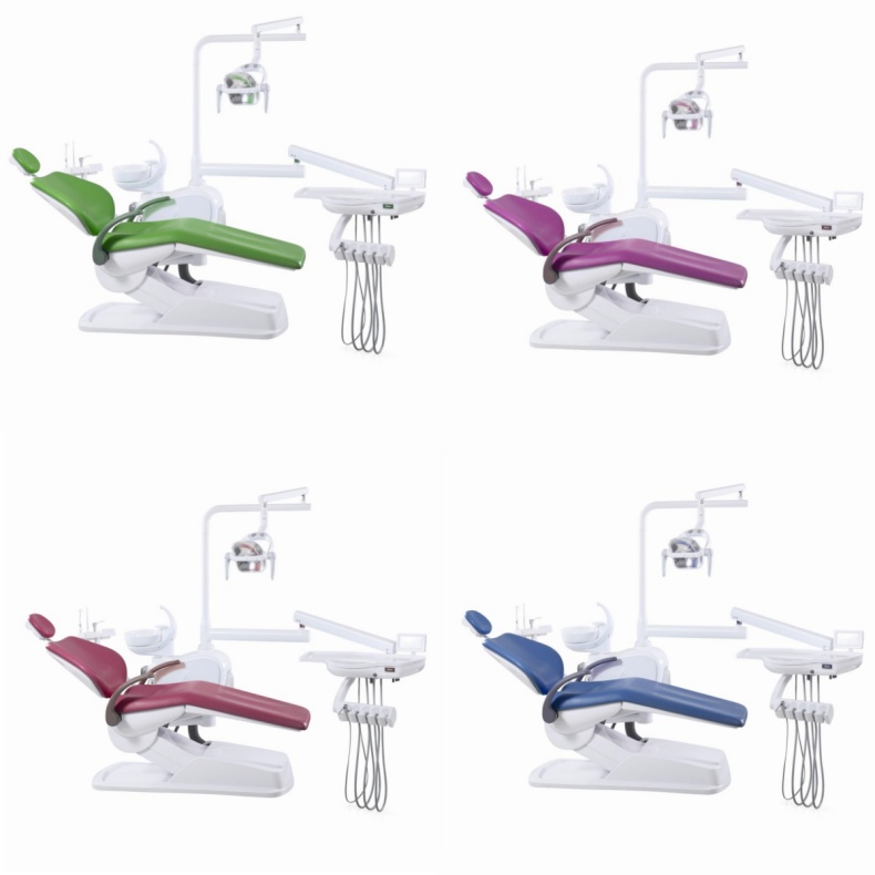 Economic Design Pu Leather Dental Chair Unit With Down Mounted Operation Tray