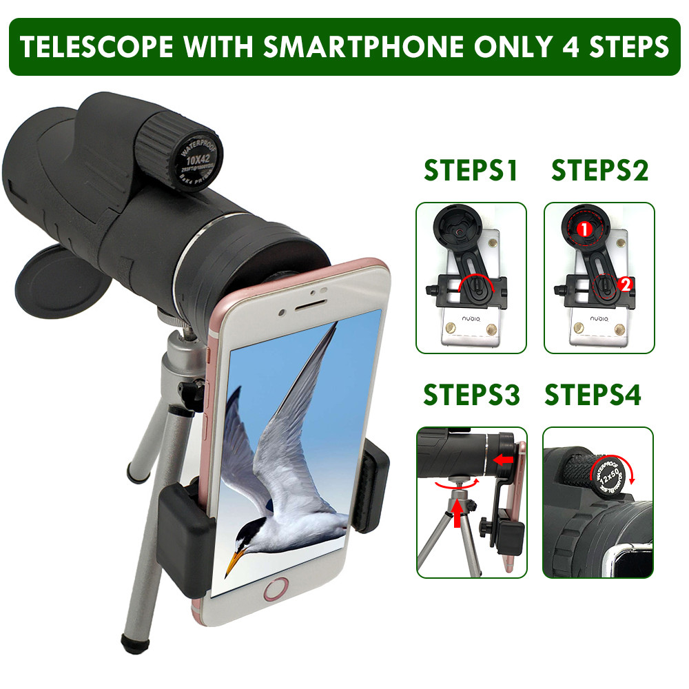 High Power Prism Bak4 Cell Phone Monocular Telescope 12x50 Long Range