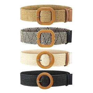 China Straw Waist Braided Fabric Belt 5cm Elasticated Woven Belt Stretch wholesale