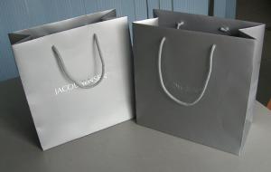 China Hand made customized retail paper shopping bag with cotton handle wholesale