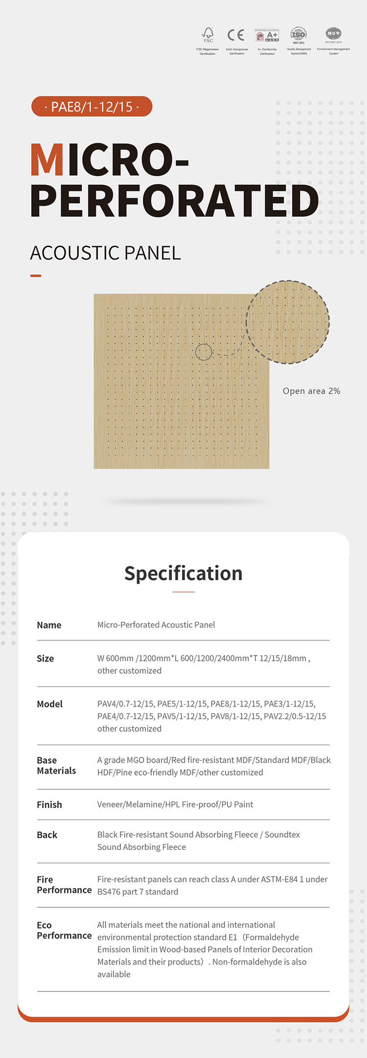 12mm 15mm 18mm Micro Perforated Perforated Wood Acoustic Wall Panels Modern Style