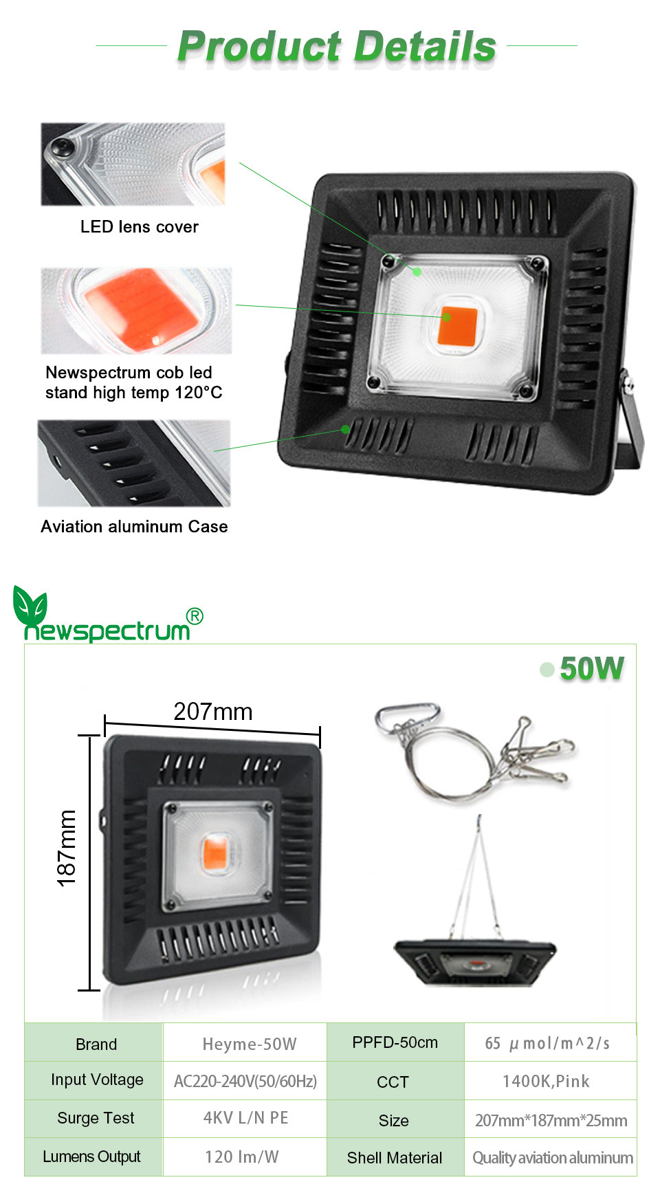 Phytolamp Light Bar Module 50W IP65 Plant Grow Light Voltage 240V