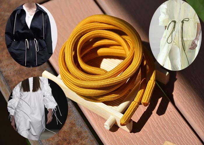Garments 5mm Round Polyester Drawstring Cord Metal And Fabric Ends