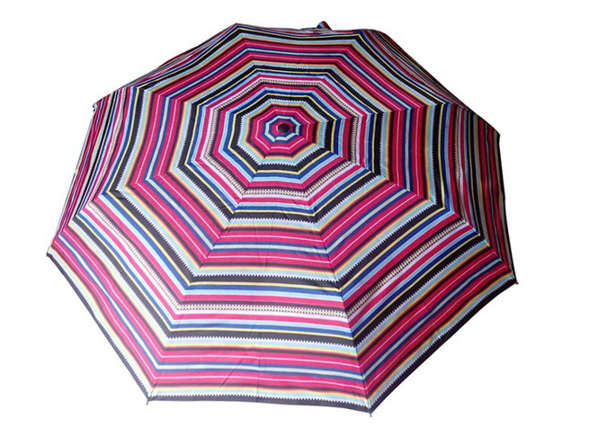 Mini Rainbow Promotional Automatic Travel Umbrella Custom Stripe Printting