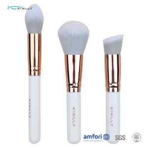 China Soft 3pcs Aluminium Ferrule White Makeup Brush Set wholesale