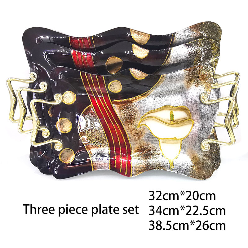 32cmx20cm Restaurant Custom Art Painted Glass Compote