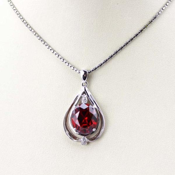 Women Jewelry 10mm x12mm Oval Blue Topaz Cubic Zirconia Pendant Necklace (P38)