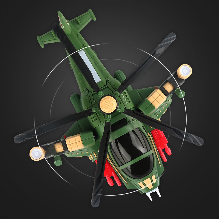 Unisex Electric Special Effects Music Lighting Universal Rotation Military Helicopter Toy