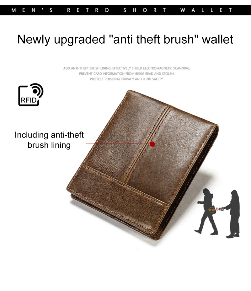 Short Length Genuine Leather Minibook Anti-Theft RFID Card Holder Wallet for OEM ODM