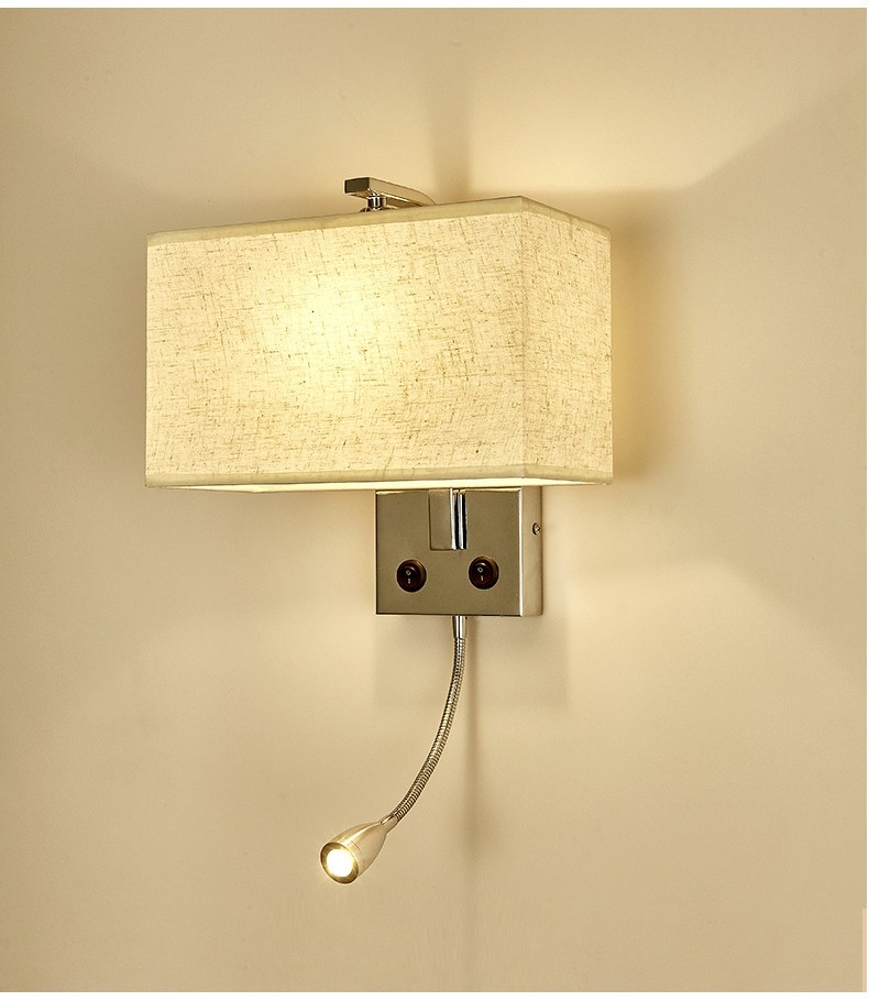E27 holder wall lamp Chinese style with switch bedside wall lamp square reading wall light villa hotel project