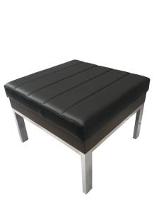 China Polished stainless steel base with black vinyl upholstery top square ottoman,bench for hotel bedroom&amp;living room seating wholesale